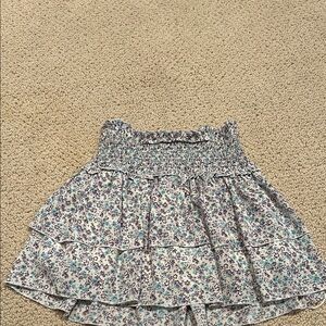 Katie J NYC Gray Mini Skater Skirt with Smocked Tiered Design for Resort Wear